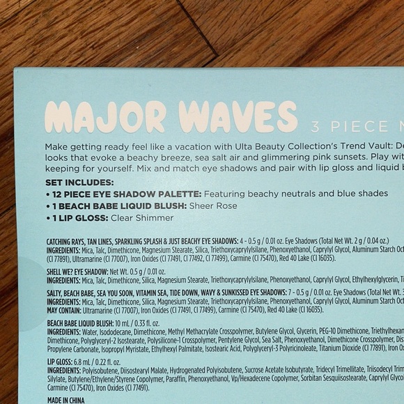 •ULTA BEAUTY•NIB "MAJOR WAVES" 3/PIECE SET- EYE SHADOW, LIP GLOSS, LIQUID BLUSH - Picture 7 of 7
